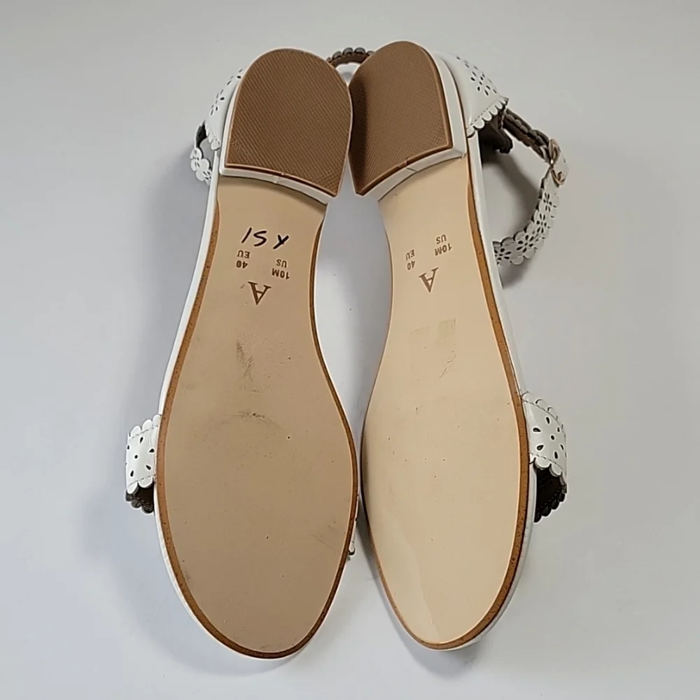 New, Anthropologie wrap around white eyelet leather  sandal  women's size 10